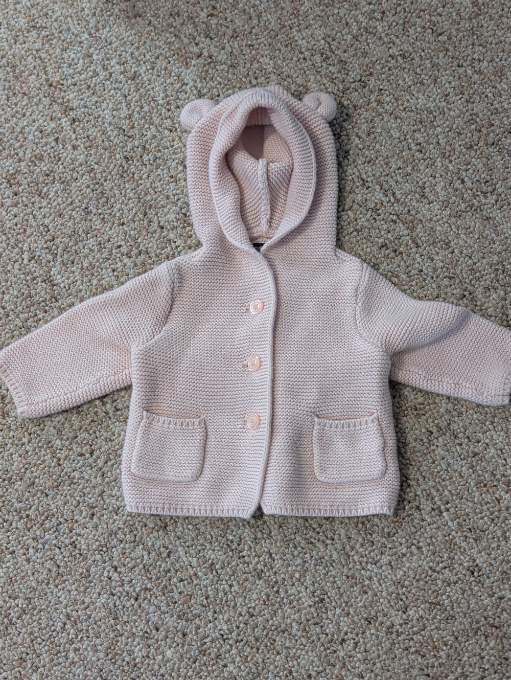 GAP baby knit hooded cardigan in pale pink